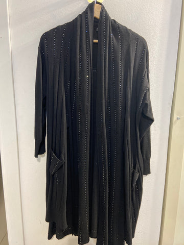 ABITO+CARDIGAN LES COPAINS TG46 NERO IN LANA E CASHMERE C/STRASS