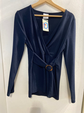 MAGLIA ML TGL BLU C/CINTURINO