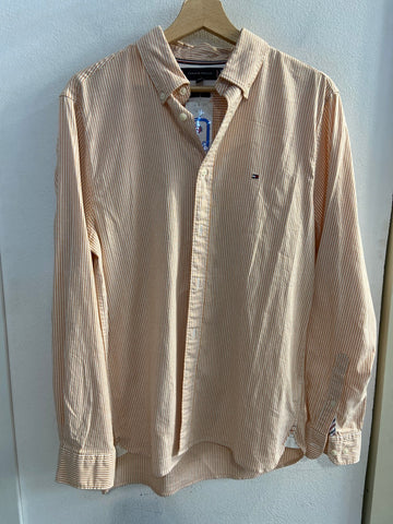 CAMICIA TOMMY HILFIGER TGM BIANCO/SALMONE A RIGHE UOMO