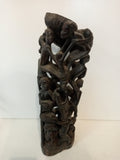 SCULTURA LEGNO AFRICANA FAMIGLIA TRIBALE H40XL10XP10 CM