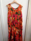 ABITO LUNGO TGM/L IN COTONE ARANCIO A FIORI