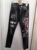 JEANS KLIXS TG44 GRIGIO C/STAMPA POP ART E STRAPPI