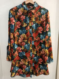 ABITO PANTALONCINO ZARA TGS BLU A FIORI COLORATI