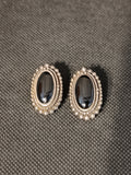 ORECCHINI CLIPS ANTICHIZZATO C/PIETRA NERA