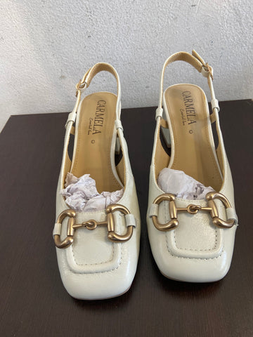 SCARPE AL BAMBOLA CARMELA MIS.39 APERTE DIETRO BIANCO(PARI AL NUOVO)