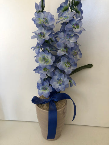 VASO IN PORCELLANA CON FIORI FINTI H45XL5XP5 CM