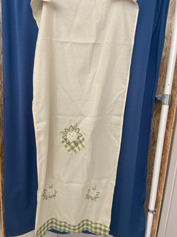 TENDA L58X148CM BEIGE C/RICAMO FIORI VERDI