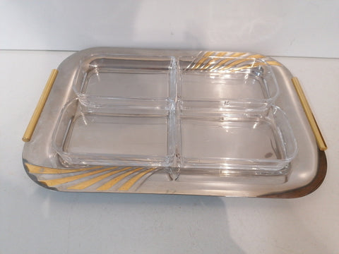 ANTIPASTIERA L38X28CM IN ACCIAIO E VETRO