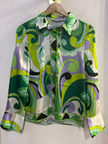 CAMICIA ZARA TGS VERDE/LILLA FANTASIA