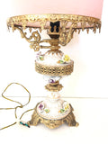 LAMPADA TIPO CAPODIMONTE C/PARALUME ROSA H48XD22 CM