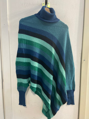 MANTELLA BENETTON A RIGHE VERDE/AZZURRO