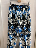 PANTALONE ZARA TGS BIANCO/BLU FANTASIA ALLA CAVIGLIA