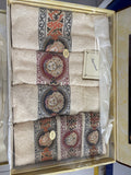 SET COPRILETTO+COMPLETO LENZUOLA MATR.+3ASCIUGAMANI+OSPITE