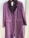 CAPPOTTO DONNA TG42 VIOLA SPINATO IN LANA E CAMOSCIO