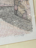 LITOGRAFIA PAESAGGIO MODICANO CON CORNICE DORATA 60X50