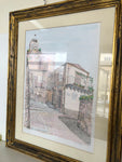 LITOGRAFIA PAESAGGIO MODICANO CON CORNICE DORATA 60X50