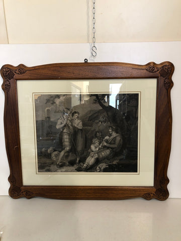 INCISIONE ANTICA C/CORNICE IN LEGNO H52XL62 CM