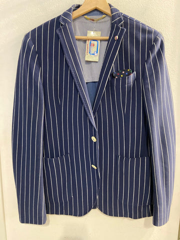 GIACCA UOMO MANUEL RITZ TG50 BLU A RIGHE BIANCHE