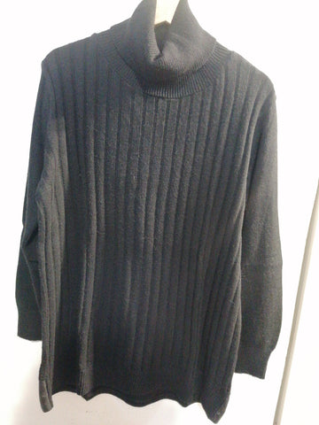 MAGLIONE LOLA TGXL NERO C/RIPORTO IN SIMILPELLE