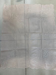 CENTRO TAVOLA L86X75CM ROSA LINO C/RICAMO SFILATO