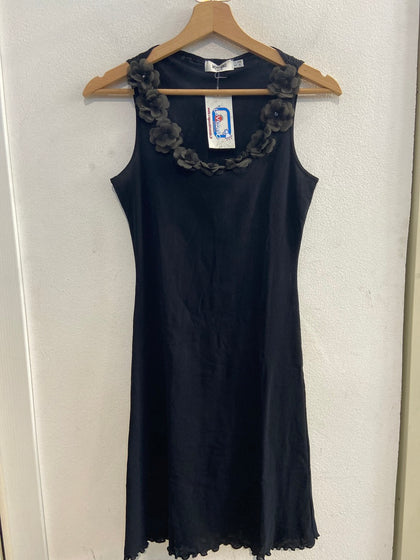 ABITO MOSCHINO JEANS TG42 NERO C/FIORI APPLICATI