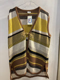 GILET DONNA VINTAGE IN MAGLIA A RIGHE MARRONE