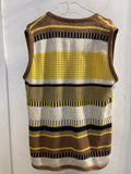 GILET DONNA VINTAGE IN MAGLIA A RIGHE MARRONE