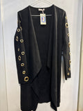 GIACCA CARDIGAN SHOWNY TGM NERO C/BORCHIE DORATE(PARI AL NUOVO)