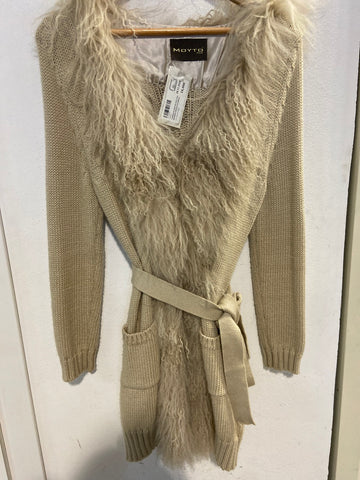 CARDIGAN MOYTO TGS CON RIPORTO PELLICCIA BEIGE