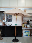 OMBRELLONE BEIGE 2 MT IN BETULLA CON BASE IN GHISA