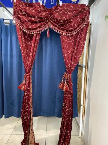 COPPIA TENDE L100X230CM BORDEAUX FANTASIA +MANTOVANA L100CM+CORDONI