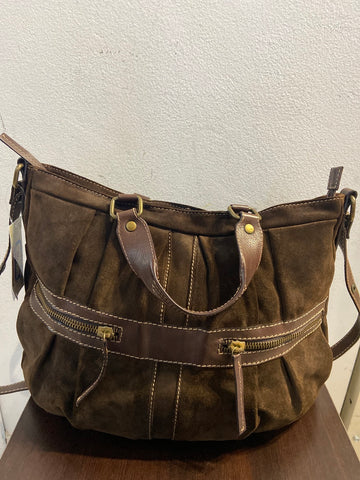 BORSA A MANO MARCO BUGGIANI IN CAMOSCIO E PELLE MARRONE