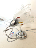 LAMPADARIO 4 LUCI C/VETRO STILE MURANO H25XL89 CM