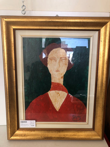 QUADRO OLIO SU TELA RITRATTO DI DONNA 45X55