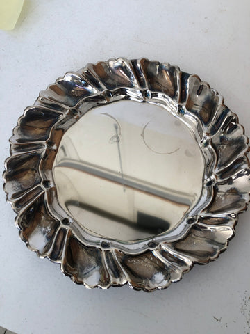 VASSOIO METALLO ARGENTATO H2XDIAMETRO25 CM