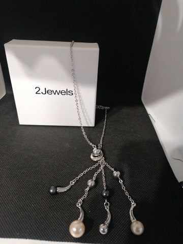 COLLANA 2JEWELS IN ACCIAIO C/PERLE GRIGIE/PANNA