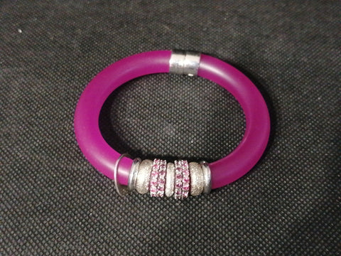 BRACCIALE PRYNCEPS IN GOMMA FUCSIA C/RIPORTO IN ARG925