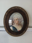 QUADRO ROTONDO FIGURA DI DONNA CON CORNICE IN METALLO 15X14 CM