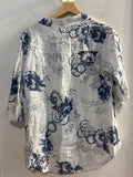 CAMICIA DONNA TGL BIANCO/BLU IN LINO