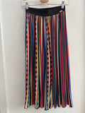PANTALONE FRACOMINA TG.M NERO C/FANTASIA RIGHE COLORATE
