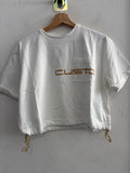 MAGLIA CUSTO TG.38 IN COTONE BIANCO/ORO