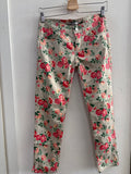 PANTALONE LIUJO TGS BEIGE A FIORI ROSSI