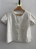 CAMICIA DONNA TGS IN LINO BIANCO C/RICAMO FIORI ARTIGIANALE