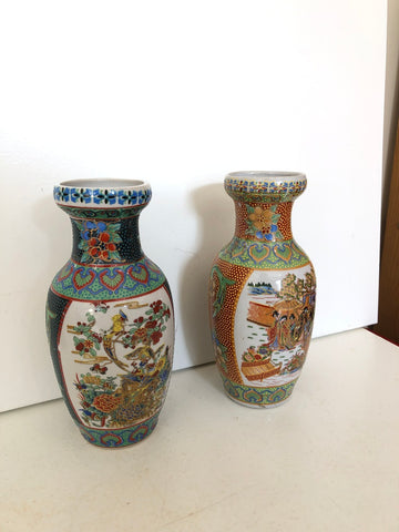 COPPIA VASI IN PORCELLANA STILE ORIENTALE H15XDIAMETRO5 CM