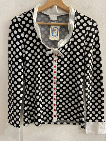CAMICIA NARA CAMICIE TGS NERO POIS BIANCHI