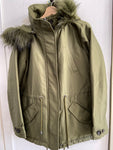 GIUBBOTTO PARKA BENETTON TG48 VERDE SFODERABILE DONNA