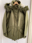 GIUBBOTTO PARKA BENETTON TG48 VERDE SFODERABILE DONNA