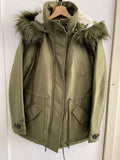 GIUBBOTTO PARKA BENETTON TG48 VERDE SFODERABILE DONNA
