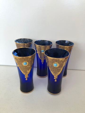 5 BICCHIERI IN VETRO VINTAGE H10XDIAMETRO5 CM