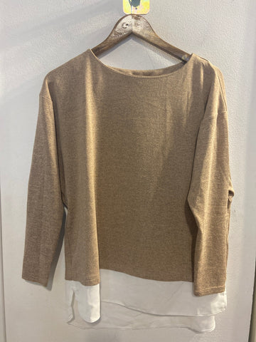 MAGLIONCINO C/CAMICIA D.PERKINS TG42 BEIGE/BIANCO
